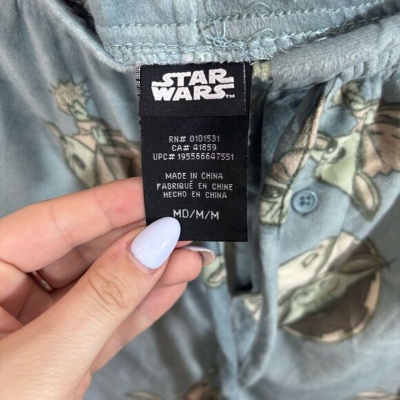Star Wars Baby Yoda Fleece Elastic Waste Drawstring Pajama Pants Medium Soft - Picture 9 of 12